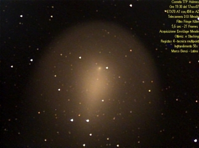 Cometa Holmes 17P 17nov07 ore 19 6sec etx70 DSI FK registax