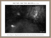 panoramica delle nebulose NGC 7635 Bolla, NGC 7538 e Sh2-159