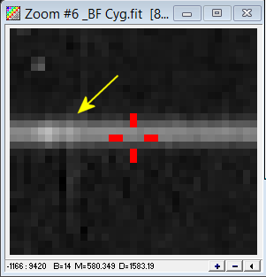 Fig.2 - Zoom riga eliminata dopo la sottrazione del fondo cielo