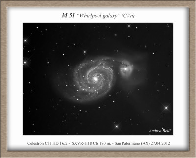 M51 con C11 HD in B/N